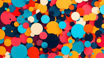 Wall Mural - vibrant fragmented circles in bold colors creating shattered glass effect