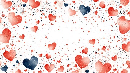 Poster - A vibrant, watercolor illustration featuring scattered hearts in various shades of red and blue, perfect for expressing love or celebration.