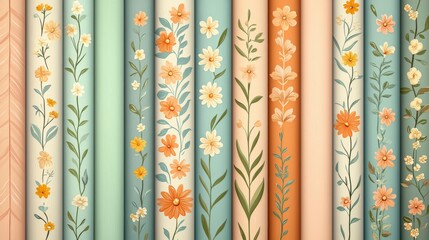Poster - A vibrant wallpaper design showcasing elegant floral patterns. Perfect for interior decor, crafts, or digital design projects. Colorful and versatile.
