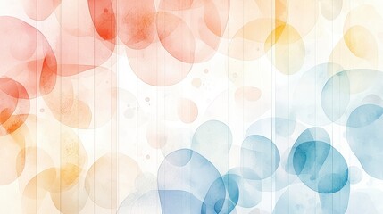 Poster - An abstract watercolor background featuring soft, colorful blobs in shades of red, orange, and blue against a light backdrop, perfect for design projects.
