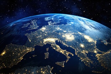 europe night lights space earth satellite imagery