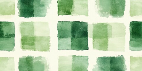 Poster - Colorful green watercolor squares create a textured pattern for artistic home decor and craft projects