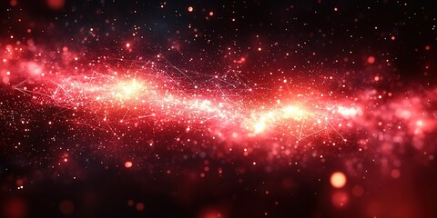 Poster - Vibrant cosmic panorama showcasing a mesmerizing swirl of red stardust, nebulae, and light in deep space