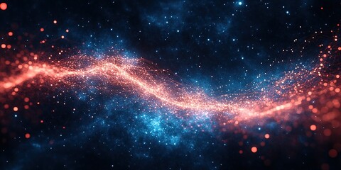 Poster - Vibrant cosmic wave of energy swirling through a dark expanse filled with sparkling stars