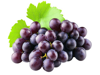 Wall Mural - Isolated Bunch of Purple Grapes with Leaf