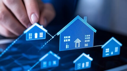 Poster - Analyzing real estate market trends with digital graphs and interactive data on a tablet