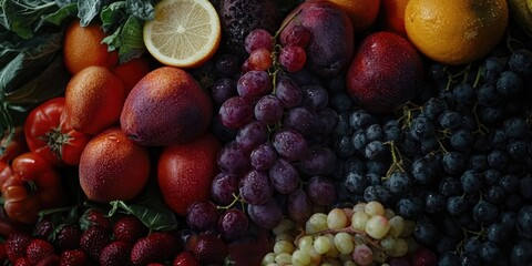 Wall Mural - Bunch of fresh fruits, including oranges, grapefruits, strawberries, and more.