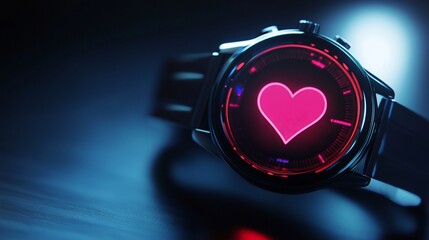 Poster - Smartwatch with a Heart Symbol Displaying on Screen showcasing Technology and Health