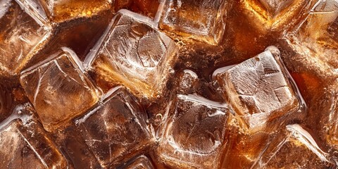 Aufkleber - Close up of ice cubes in a glass of soda