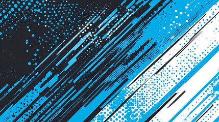 Poster - Abstract background with blue and white stripes and dots. Vector illustration of a sports banner, comic book texture, vector design for sportswear or a poster. Seamless pattern.