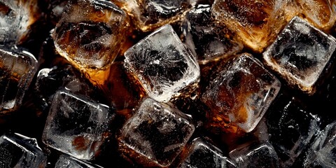 Poster - Bunch of ice cubes with a brownish color