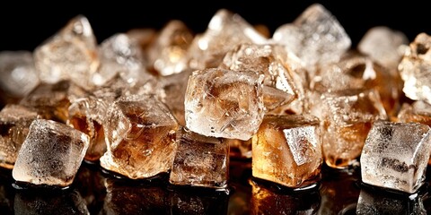 Aufkleber - Pile of ice cubes with a brownish tint