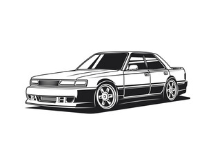 Wall Mural - coloring page of 90s car image vector graphic