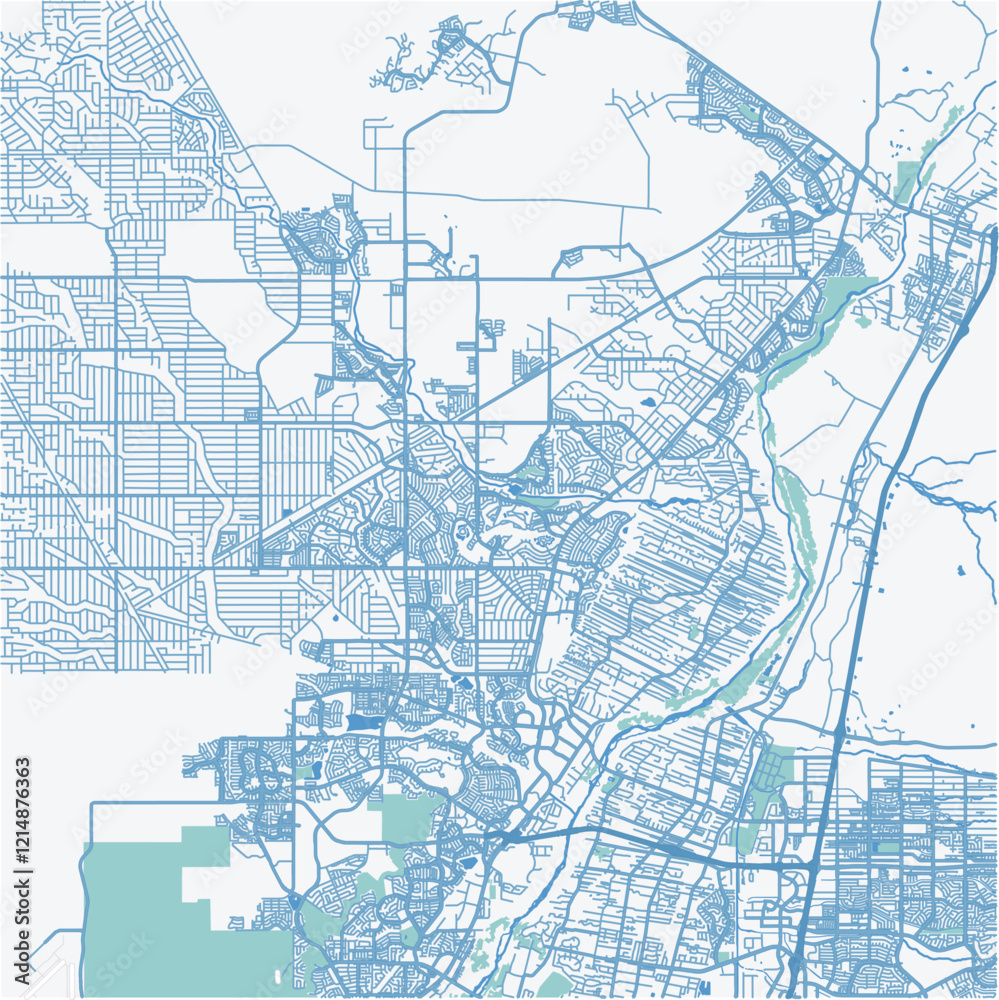 Map of Rio Rancho in New Mexico in a professional blue style. Contains ...