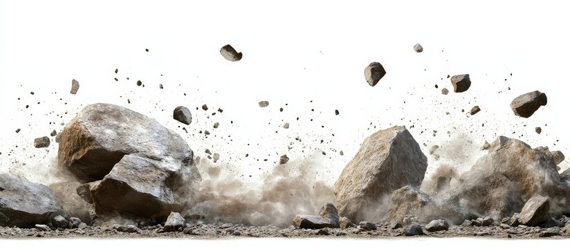 Depiction of falling dust and debris from rocks in an artistic style.
