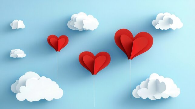 romantic paper cut art with soft shadows and love concept theme