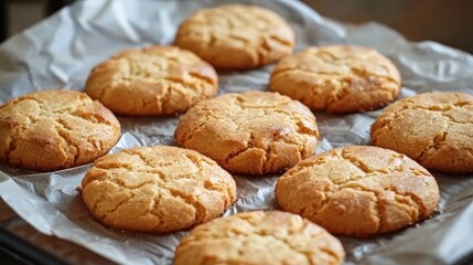 A batch of freshly baked cookies, each one identical in size and shape, highlighting their homogeneous nature