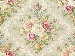  Elegant Floral Pattern: Ornate Vintage Wedding Invitation Background