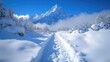 © aritha - Snowy path, mountain vista, winter wonderland, travel postcard