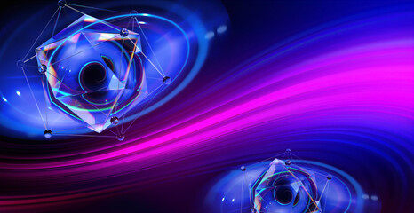 Wall Mural - physical graphic concept of atomic structure. light ring. colorful electron particle. .speed of ligh