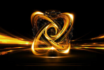 Wall Mural - physical graphic concept of atomic structure. light ring. colorful electron particle. .speed of ligh