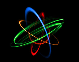 Wall Mural - physical graphic concept of atomic structure. light ring. colorful electron particle. .speed of ligh