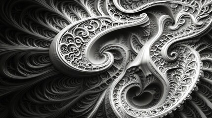 Wall Mural - Abstract Fractal Pattern in Black and White