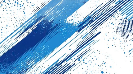 Poster - Blue and white background with diagonal lines and halftone dots, a vector seamless pattern. Modern sports design template for football, basketball, or baseball. 