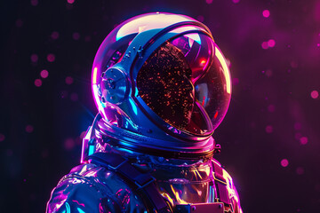 Poster - spacesuit helmet displays a modern, high-tech generative ai