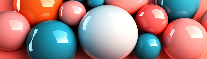 Poster - Glossy spheres in various colors create vibrant, abstract composition