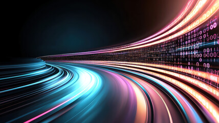 Aufkleber - Dynamic digital patterns flow seamlessly, creating vibrant visual experience