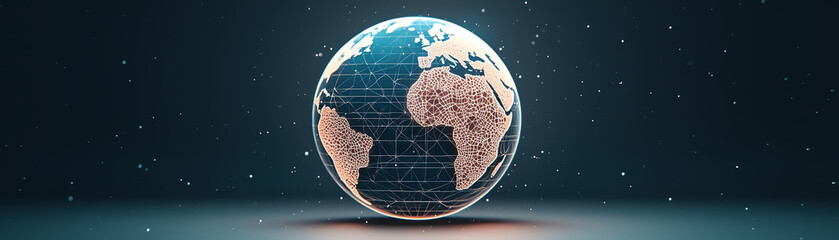 Poster - Futuristic globe composed of smart grids, showcasing continents and networks