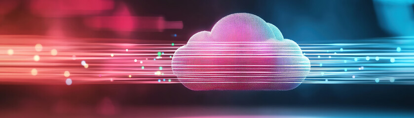 Aufkleber - Holographic cloud with data lines, representing digital connectivity and speed