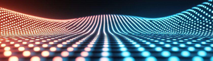 Aufkleber - Vibrant gradient waves with glowing dots in red and blue colors