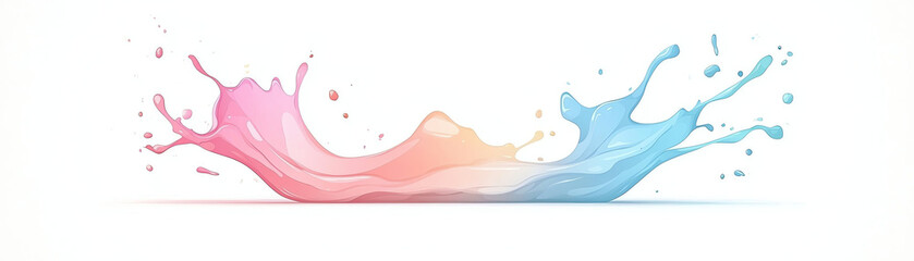 Aufkleber - Colorful splash of pink and blue liquid on white background, creating vibrant and dynamic visual effect