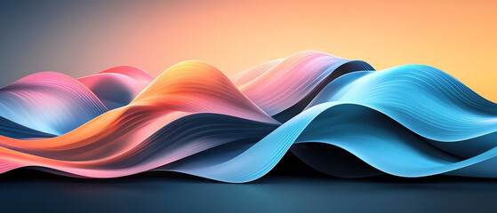 Poster - Vibrant waves of color in soft gradients create dynamic landscape