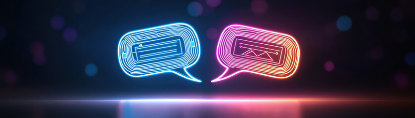 Poster - Dynamic glowing chat bubbles representing communication and messaging