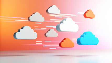 Aufkleber - Floating clouds in vibrant colors with motion effects create dynamic tech atmosphere