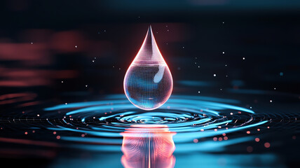 Aufkleber - Digital water droplet design with mesh effect and ripples