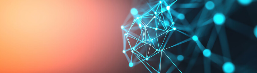 Aufkleber - glowing network of luminous lines interwoven against gradient background
