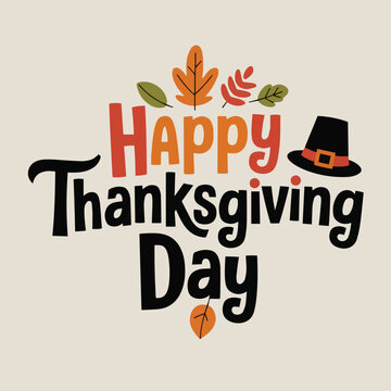 Happy thanksgiving day background with lettering and illustrations Poster Vector Design