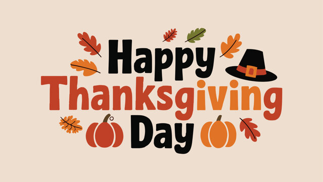 Happy thanksgiving day background with lettering and illustrations Poster Vector Design