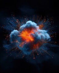 Poster - A stunning visual representation of a vibrant cosmic cloud, radiating energetic sparks and dynamic light.