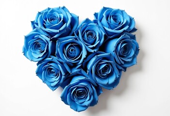 Canvas Print - Heart made of blue roses white background