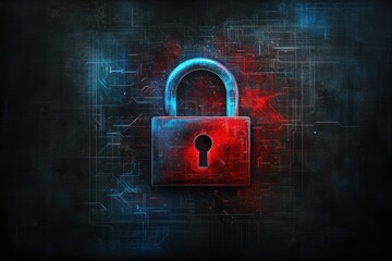 Poster - A visually striking lock against a backdrop of digital circuitry, representing the essence of cybersecurity in a modern, connected world, symbolizing protection and data integrity.