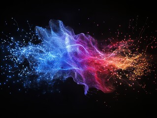 Poster - A mesmerizing interplay of vibrant colors and dynamic lines creates an abstract representation of energy, evoking a sense of motion and fluidity against a dark backdrop.