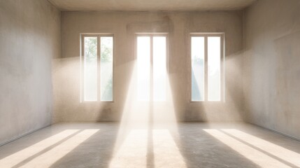 Poster - Sunlight streaming through a window with dust particles visible in the beams, creating a serene atmosphere.