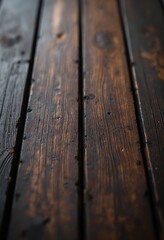 Poster - Closeup of dark wood texture