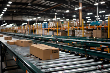 Poster - Modern warehouse distribution center conveyor system