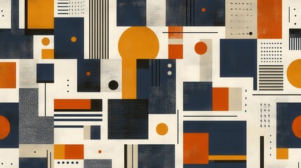 Poster - Abstract Geometric Pattern with Vintage Texture and Bold Colors